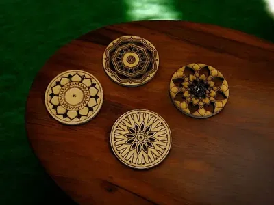 Porta Sahumerio MDF Mandalita Crudo Redondo 6cm