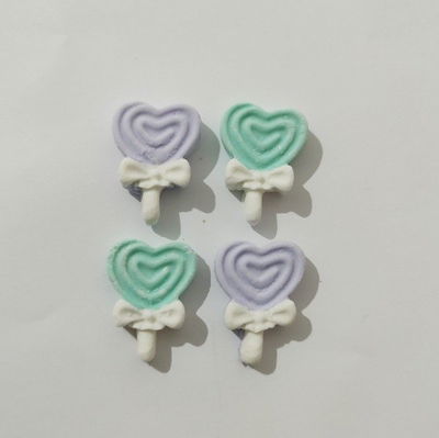 Aplique en Porcelana Fría - Golosina Chupetín Corazón x 4u