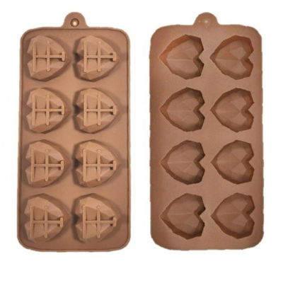 Molde Silicona 8 Bombones Corazones Diamantes - cod345