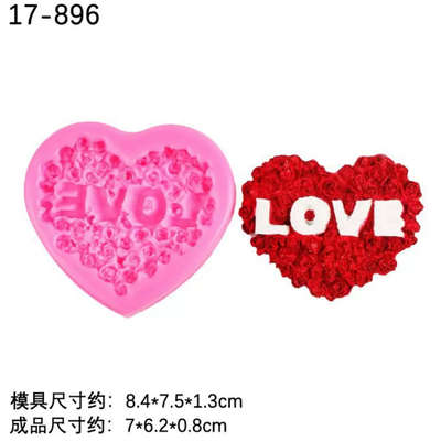 Molde Silicona - Corazon con Rosa LOVE - Cod485