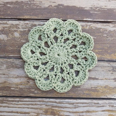 Posavasos a Crochet 13 cm - Verde Musgo
