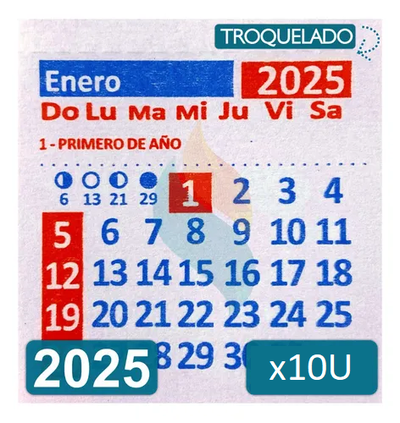 Calendarios Troquelables paq x 10 U