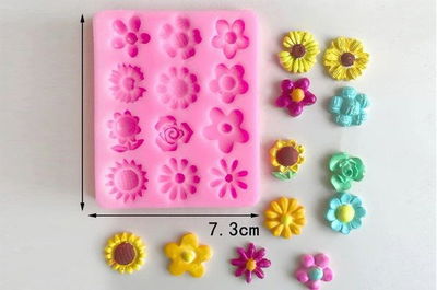 Molde Silicona 12 Flores Distintas - Cod405