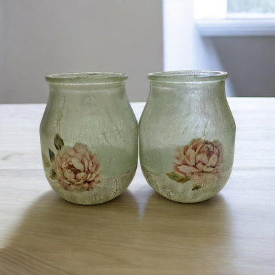 Vaso YOGURT - Decorado - Modelo Todo Craquelado Blanco