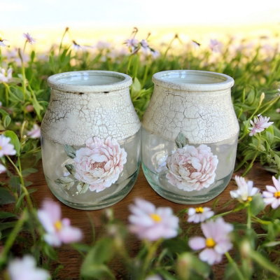 Vaso YOGURT - Decorado - Modelo Craquelado Blanco