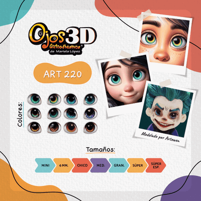 Ojos Autoadhesivos 3D Cod220 A - Mariela Lopez