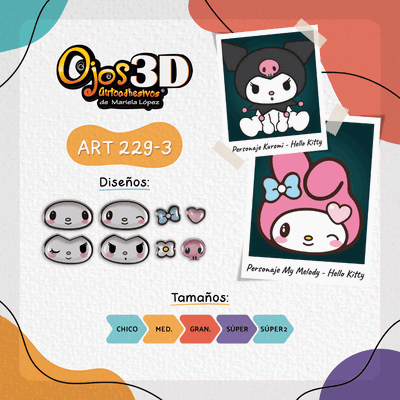 Ojos Autoadhesivos 3D Cod229-3 Melody Kuromi