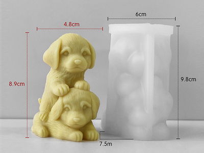 Molde Silicona -2 Perritos Sentados - cod1005