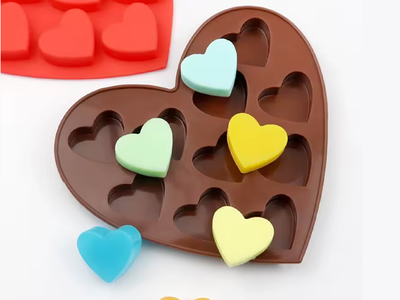 Molde Silicona - 10 Corazones Lisos - Cod1017