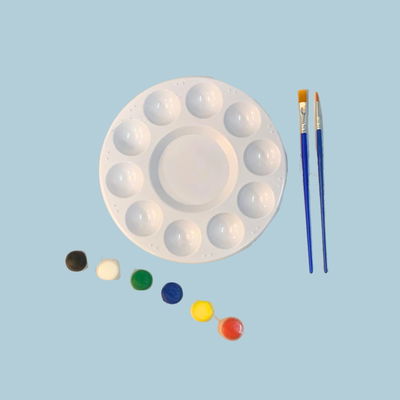 Set Acuarelas + Pinceles + Plato Redondo