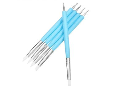 Pinceles de Acrílico Punta de Silicona y Bolillos x 5 Unidades