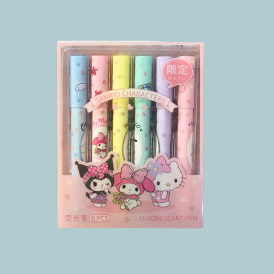 Pack 6 Resaltadores Colores Pasteles Kitty y amigos