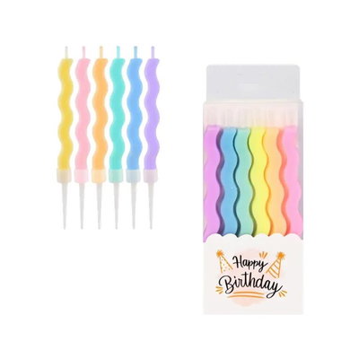 Vela Color Pasteles Onduladas x Unidad