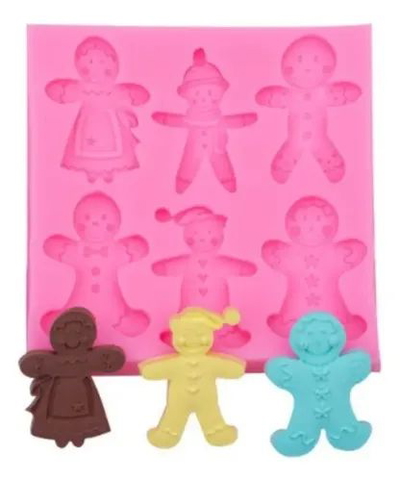 Molde Silicona - 6 Muñecos de Jengibre - Cod1289