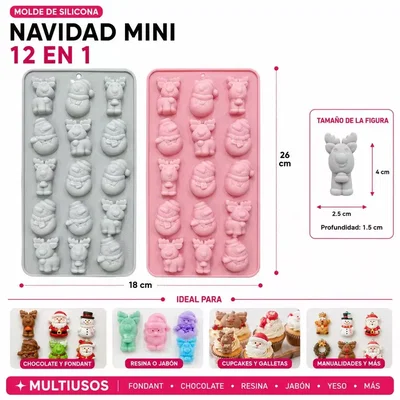Molde Silicona -15 FIGURAS RENO MUÑECO - cod1276