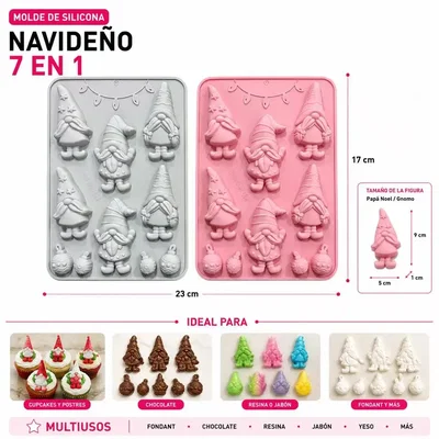 Molde Silicona - 6 GNOMOS NAVIDEÑOS - cod1282