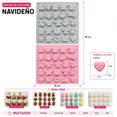 Molde Silicona -25 FIGURAS NAVIDEÑAS - cod1277