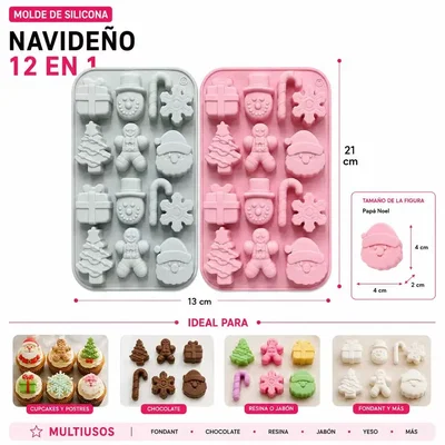 Molde Silicona - 14 FIGURAS NAVIDEÑAS - cod1281