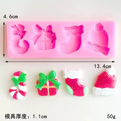 Molde Silicona - 4 DECORACIONES NAVIDEÑAS - cod1286