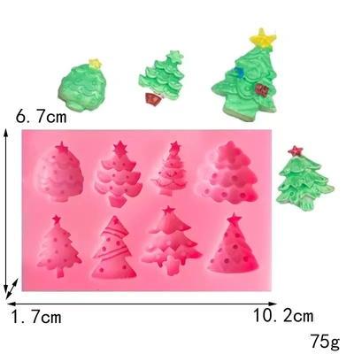 Molde Silicona - 8 Arbolitos de Navidad - cod1285