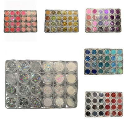 Set 24 Glitter y Brillos - Plateado