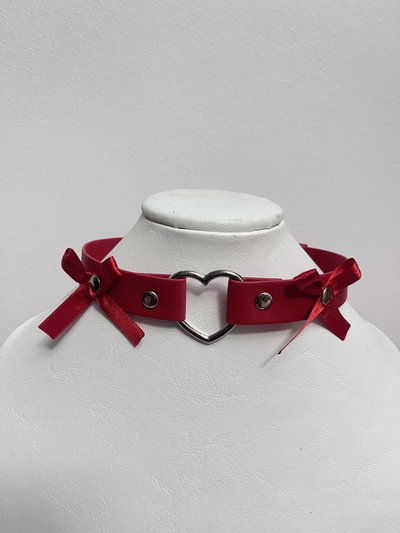Choker corazón rojo bows