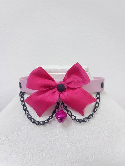 Choker fuchsia bow