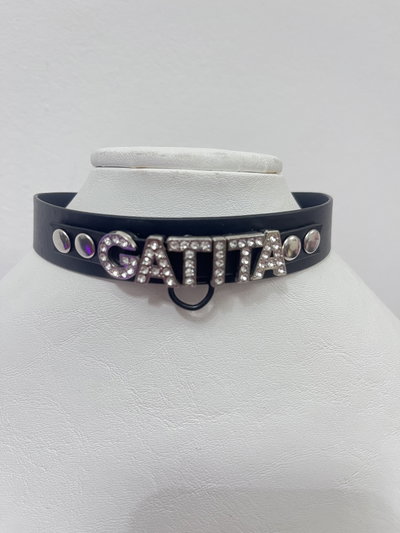 Choker letras strass GATITA