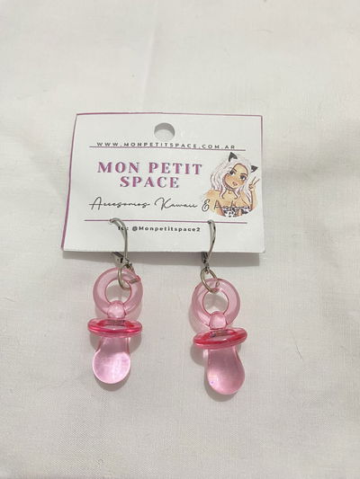 Aros Chupete cristal rosa (par)