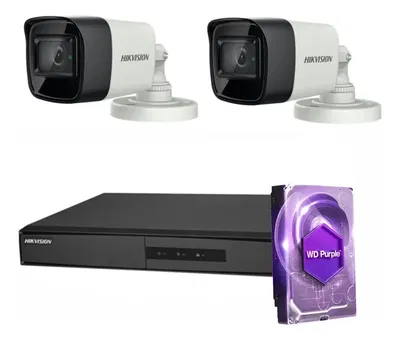 Kit Seguridad Dvr 4ch Hikvision + 2 Camaras 1080p 2mp + Disco Rigido