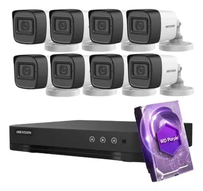 Kit Seguridad Hikvision Dvr 8 + 1tb Purple + 8 Camaras 2mp