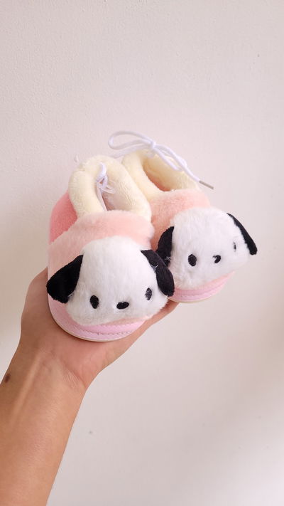 Pantuflas bebe perrito rosa