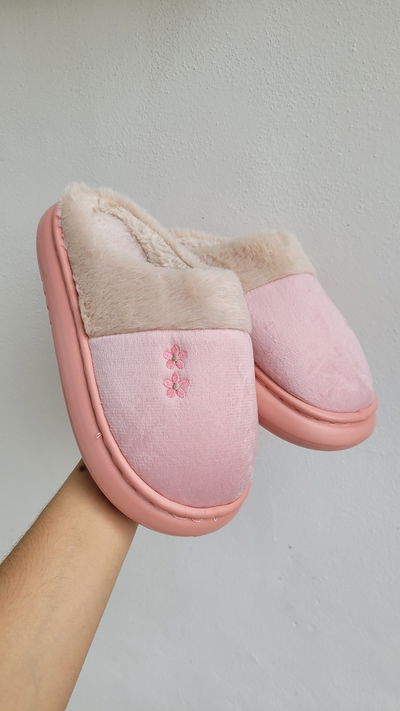 Pantufla Flor Rosa Talle 36 al 41