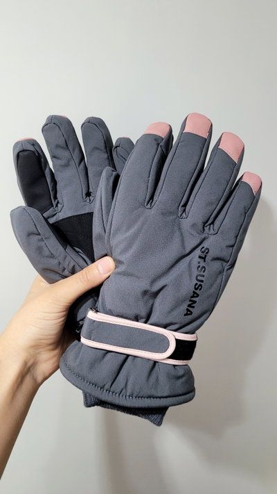 Guantes con interior termico Gris/Rosa