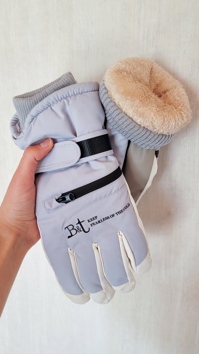Guantes con interior de piel Celeste