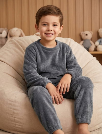 Pijama Infantil Plush Gris Talle 10