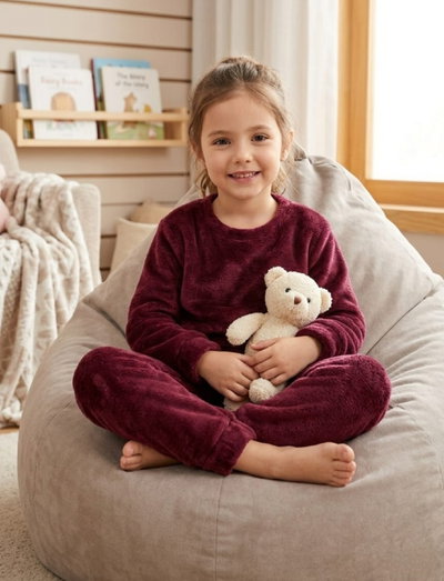Pijama Infantil Plush Bordo Talle 14