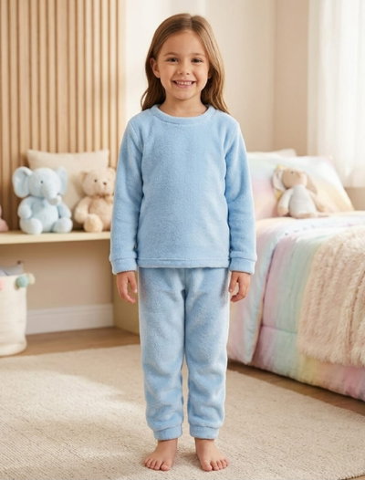 Pijama Infantil Plush Celeste Talle 8 y 14