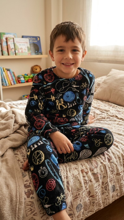 Pijama Infantil Plush Estampado Talle 8