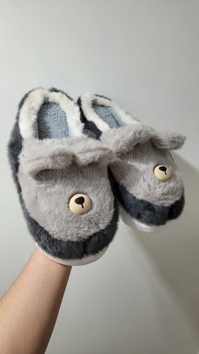 Pantufla Orejitas Gris Talle 38 y 39