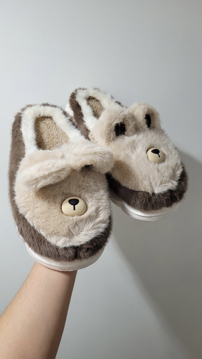 Pantufla Orejitas Marron Osc Talle 37 y 38