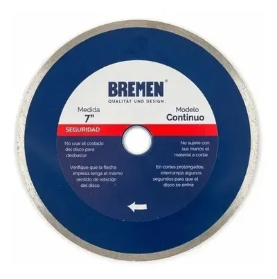 DISCO DIAM. BREMEN® 7" Húmedo (CONTINUO) 4528