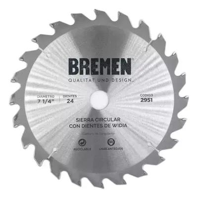 SIERRA CIRCULAR 7 ¼"-24 Dtes.WIDIA (ø20mm/ø16mm) BREMEN® 2951
