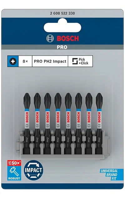 PUNTA PARA ATORNILLAR IMPACT CONTROL - PHILLIPS #2X50MM - 8 UNIDADES