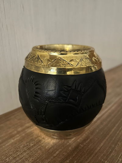 Mate torpedo cuero labrado virola de acero