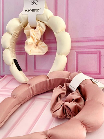 Vincha para skincare con scrunchie