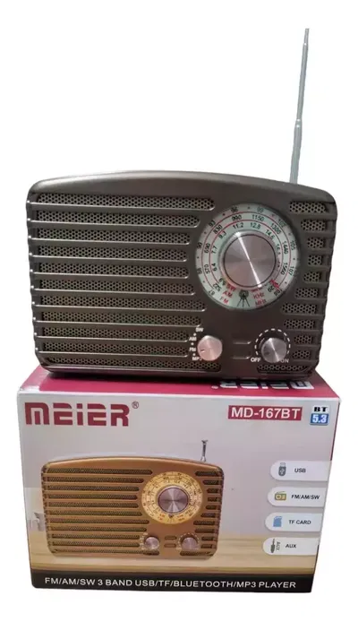 Radio Retro Vintage Recargable Meier Bluetooth Am Fm Usb Sd