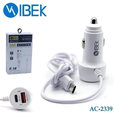 CARGADOR AUTO IBEK PD20W 1 USB+ 1 TIPO C