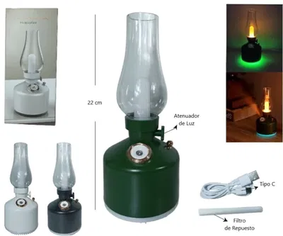 Humificador Difusor Vintage Con Lampara Recargable