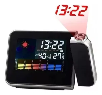 Reloj Despertador C/ Proyector De Hora Temperatura Celendario